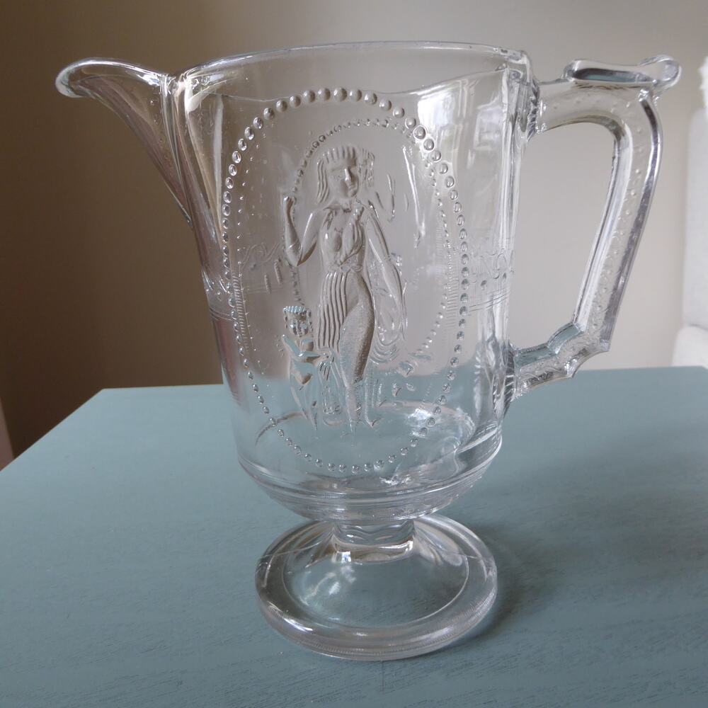 Antique EAPG Glass Water Pitcher Cupid & Venus Richards & Hartley No. 500 1880s